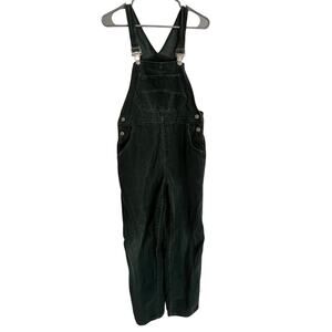 D'MODE Women's Green Corduroy Overalls Size XL Straight Leg Silver Hardware